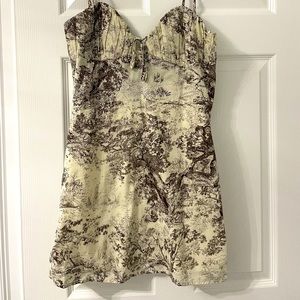 Mini Dress with Old fashion Vintage Sketch Print.